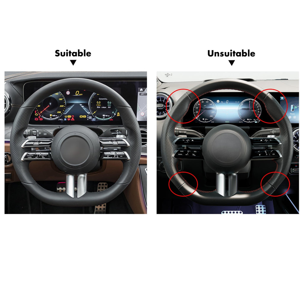 MEWANT Steering Wheel Cover for Mercedes Benz C - Class W206 E - Class W213 S - Class W223 2021 - Alcantara, Leather, Carbon Fiber, Easy Install, Non - Slip, Best Steering Wheel Cover