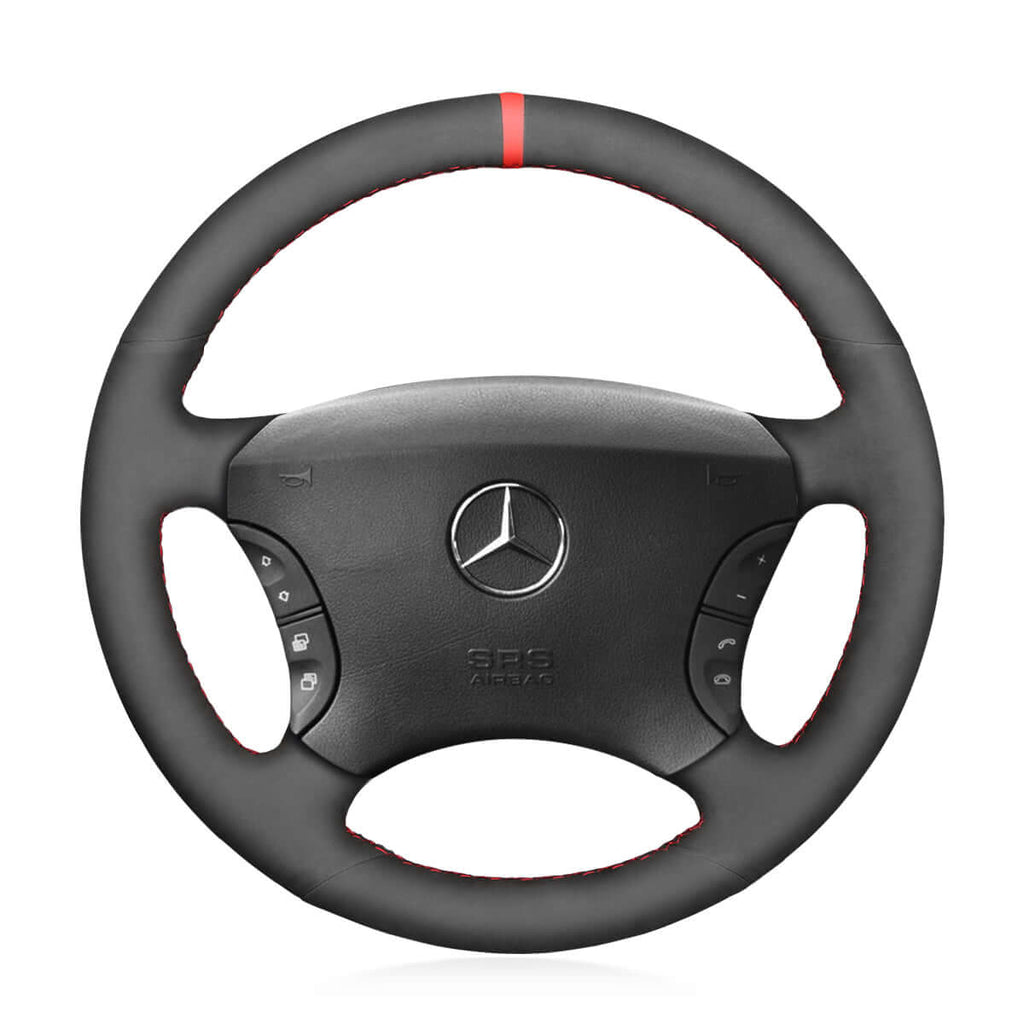 MEWANT Steering Wheel Cover for Mercedes Benz CL - Class C215 S - Class W220 2000 - 2006 - Alcantara, Leather, Carbon Fiber, Easy Install, Non - Slip, Best Steering Wheel Cover