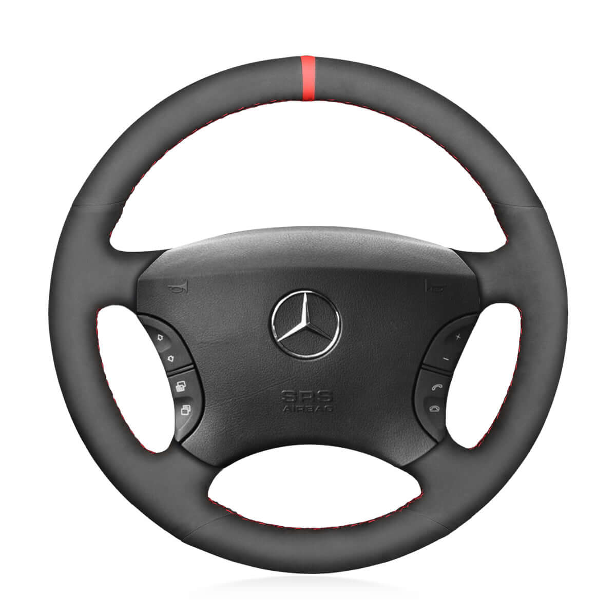 MEWANT Steering Wheel Cover for Mercedes Benz CL - Class C215 S - Class W220 2000 - 2006 - Alcantara, Leather, Carbon Fiber, Easy Install, Non - Slip, Best Steering Wheel Cover