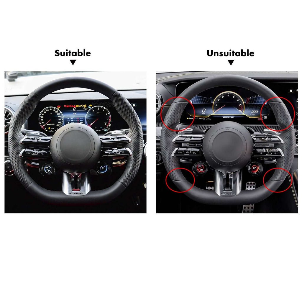 MEWANT Steering Wheel Cover for Mercedes benz CLA35 AMG AMG GT 63 1992 - 1995 - Alcantara, Leather, Carbon Fiber, Easy Install, Non - Slip, Best Steering Wheel Cover
