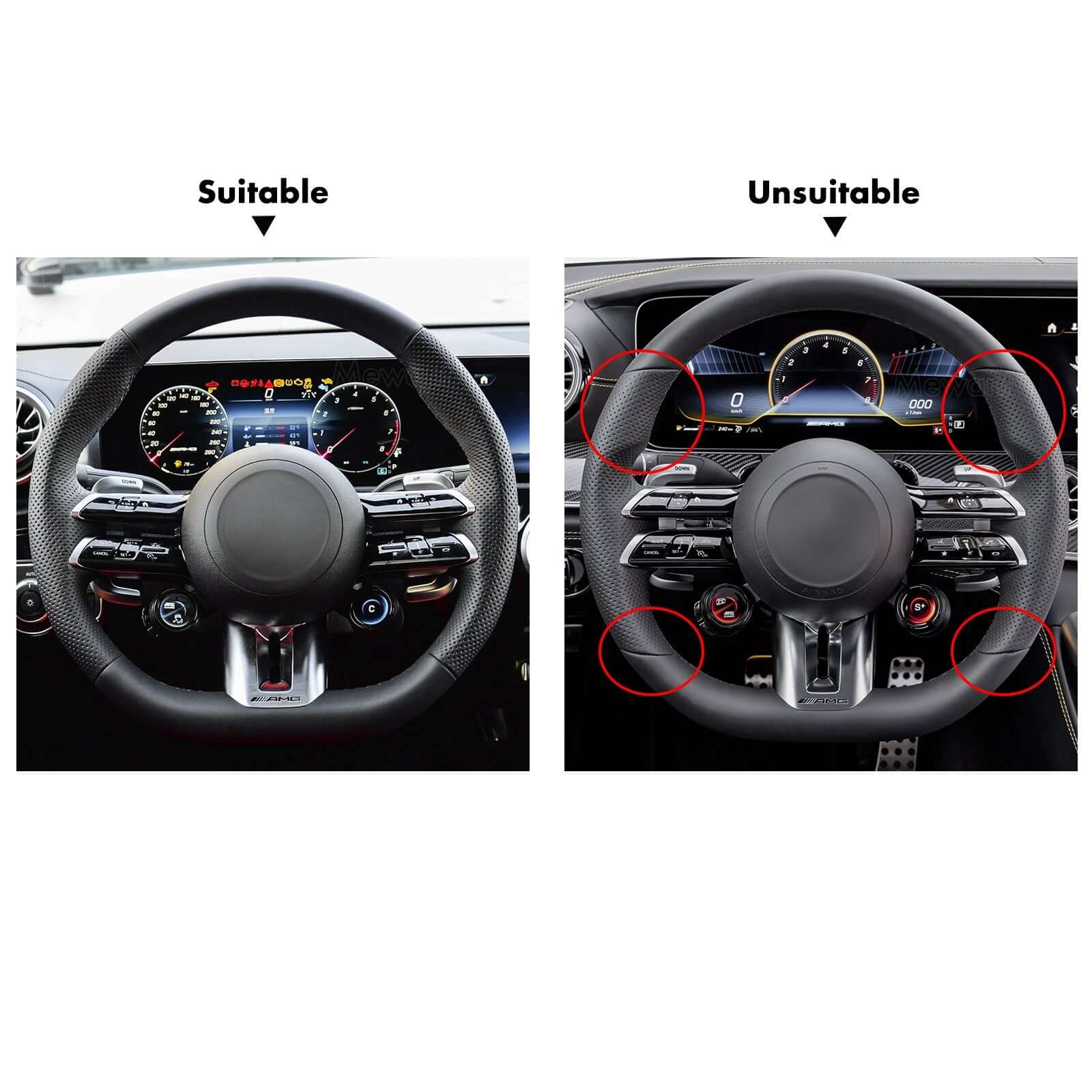 MEWANT Steering Wheel Cover for Mercedes benz CLA35 AMG AMG GT 63 1992 - 1995 - Alcantara, Leather, Carbon Fiber, Easy Install, Non - Slip, Best Steering Wheel Cover