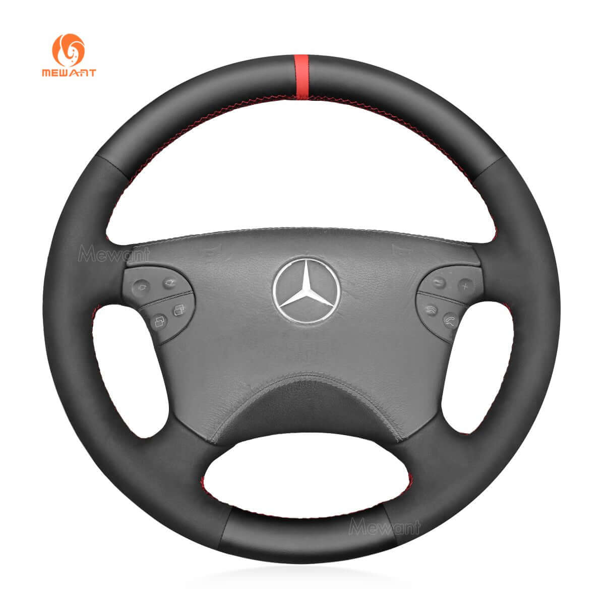 MEWANT Steering Wheel Cover for Mercedes Benz CLK - Class W208 C208 E - Class W210 G - Class W463 2000 - 2003 - Alcantara, Leather, Carbon Fiber, Easy Install, Non - Slip, Best Steering Wheel Cover