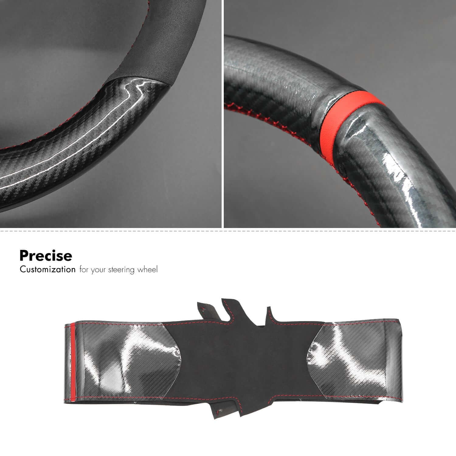 MEWANT Steering Wheel Cover for Mercedes benz CLS - Class C257 CLS - Class AMG - Line E - Class W213 EQS V297 2020 - 2023 - Alcantara, Leather, Carbon Fiber, Easy Install, Non - Slip, Best Steering Wheel Cover