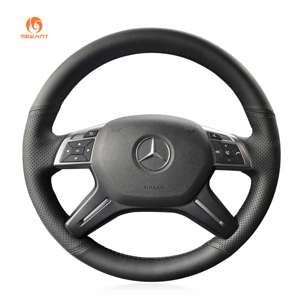 MEWANT Steering Wheel Cover for Mercedes Benz G - Class W463 GL - Class X166 M - Class W166 2012 - 2018 - Alcantara, Leather, Carbon Fiber, Easy Install, Non - Slip, Best Steering Wheel Cover