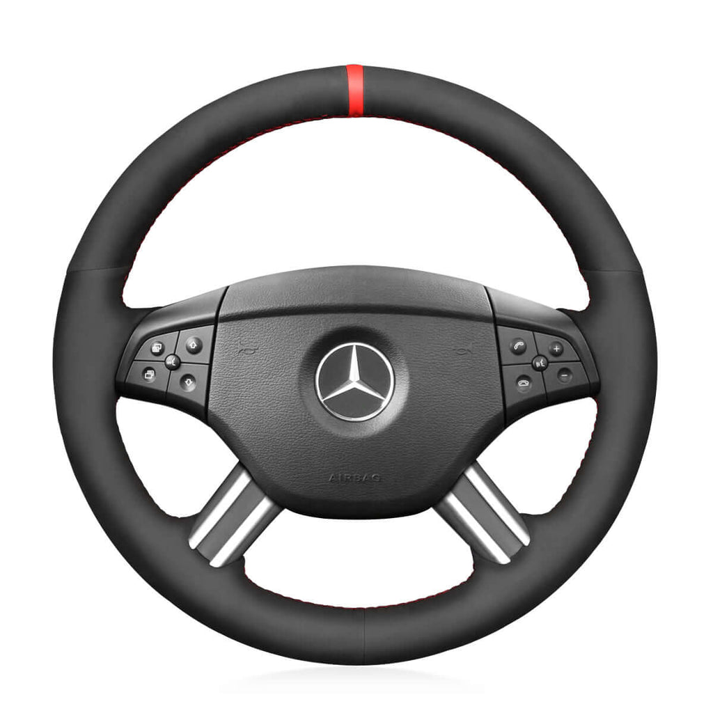 MEWANT Steering Wheel Cover for Mercedes Benz GL - Class X164 M - Class W164 R - Class 2005 - 2009 - Alcantara, Leather, Carbon Fiber, Easy Install, Non - Slip, Best Steering Wheel Cover
