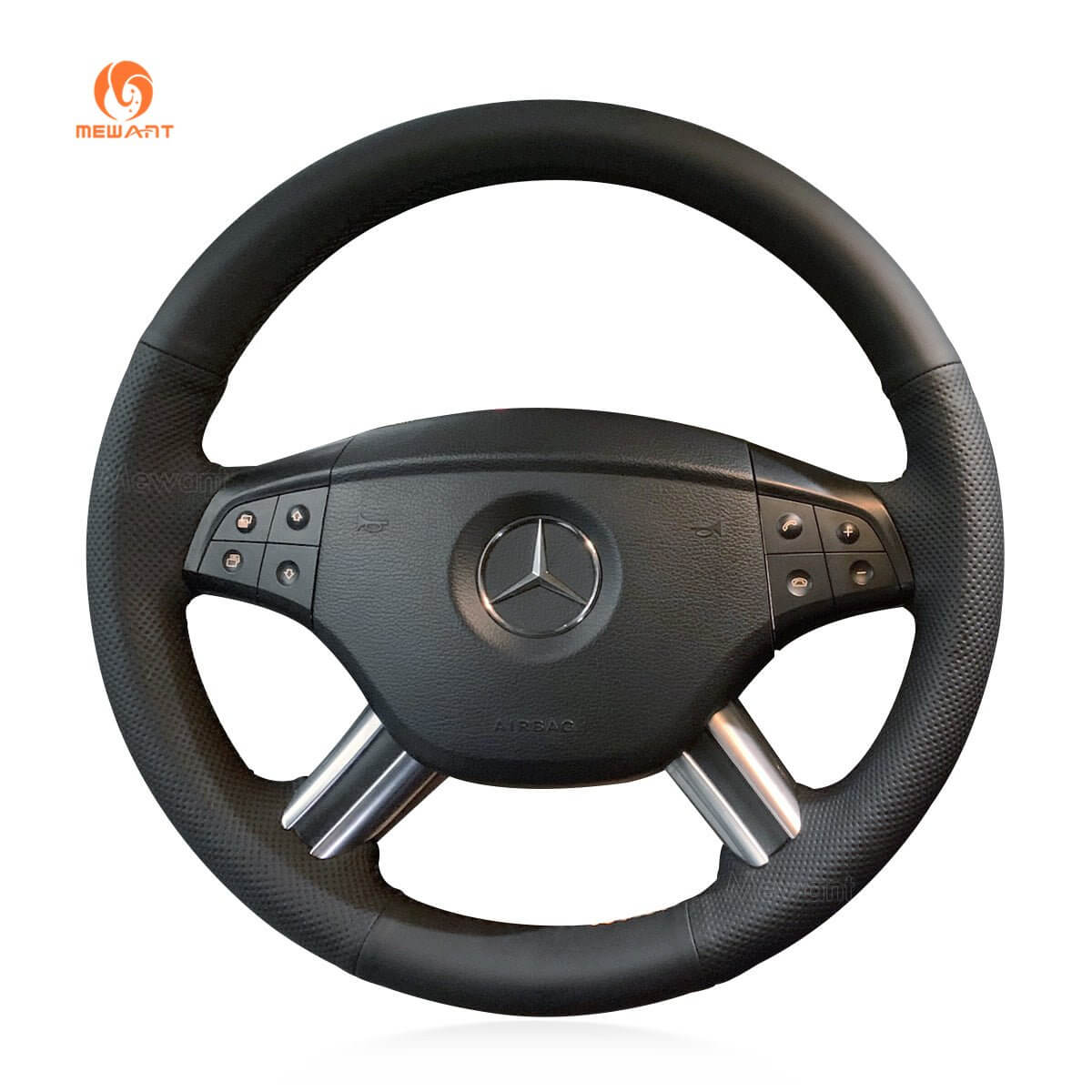MEWANT Steering Wheel Cover for Mercedes Benz GL - Class X164 M - Class W164 R - Class 2005 - 2009 - Alcantara, Leather, Carbon Fiber, Easy Install, Non - Slip, Best Steering Wheel Cover