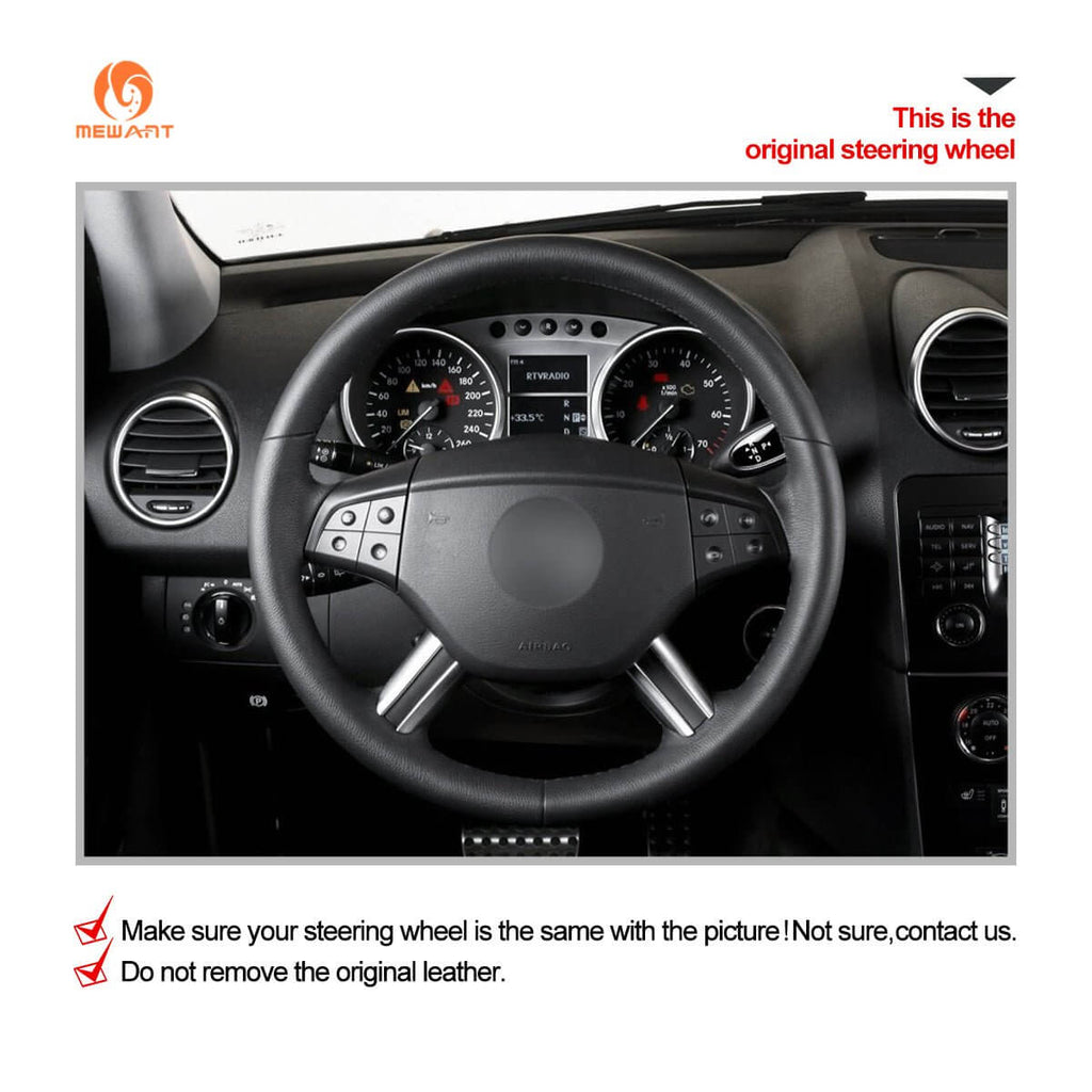 MEWANT Steering Wheel Cover for Mercedes Benz GL - Class X164 M - Class W164 R - Class 2005 - 2009 - Alcantara, Leather, Carbon Fiber, Easy Install, Non - Slip, Best Steering Wheel Cover