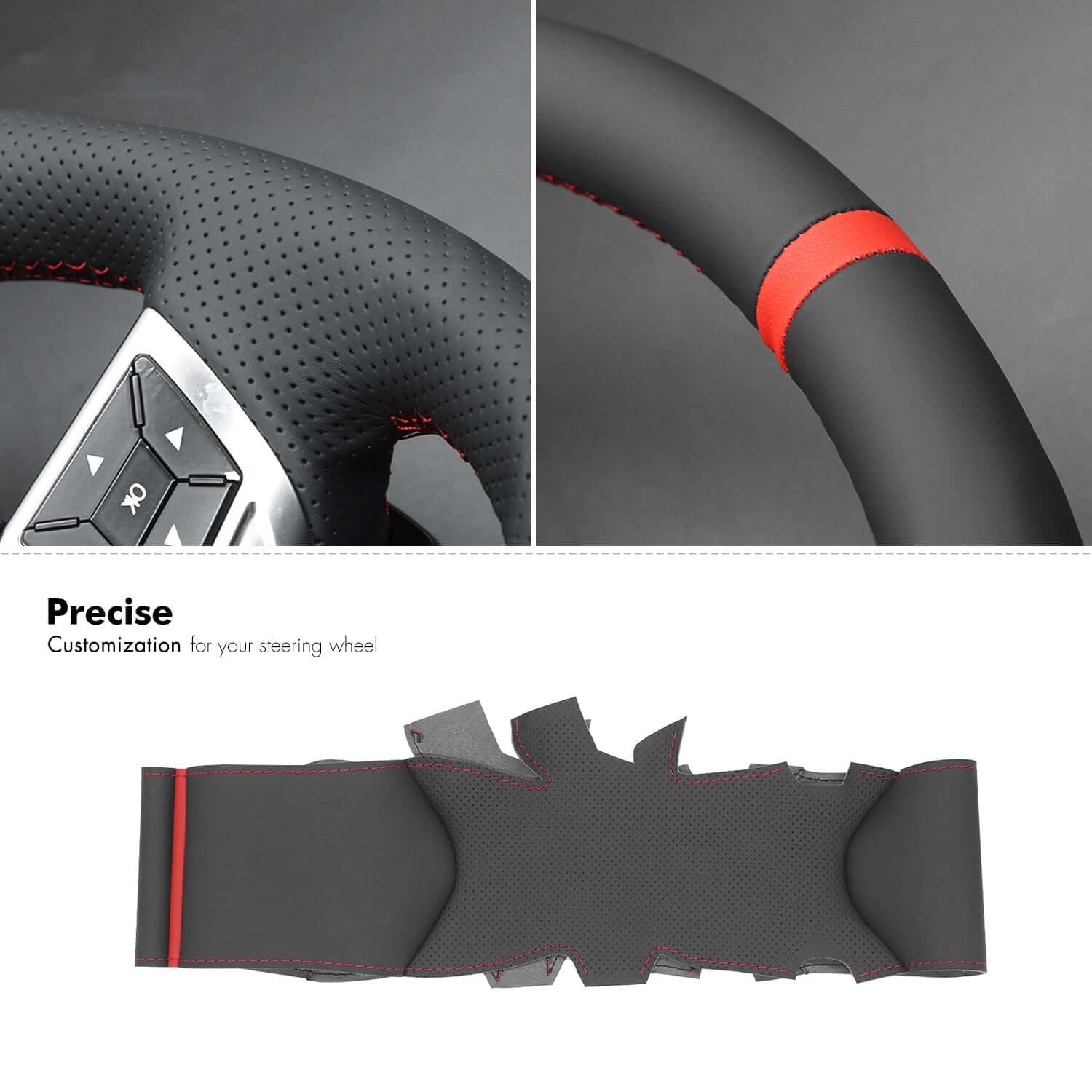 MEWANT Steering Wheel Cover for Mercedes benz GL X166 ML W166 G 63 AMG W463 G 65 AMG W463 2012 - 2018 - Alcantara, Leather, Carbon Fiber, Easy Install, Non - Slip, Best Steering Wheel Cover