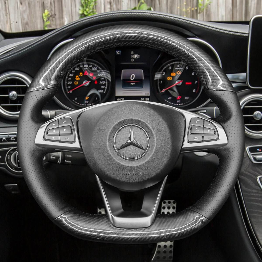 MEWANT Steering Wheel Cover for Mercedes Benz W176 W246 W205 C117 C218 X218 W213 X253 C253 2015-2020
