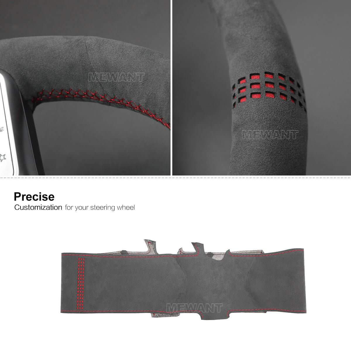 MEWANT Steering Wheel Cover for Mercedes Benz W177 W205 C118 C257 W213 W463 H247 X247 W167 W222 2019 - 2021 - Alcantara, Leather, Carbon Fiber, Easy Install, Non - Slip, Best Steering Wheel Cover