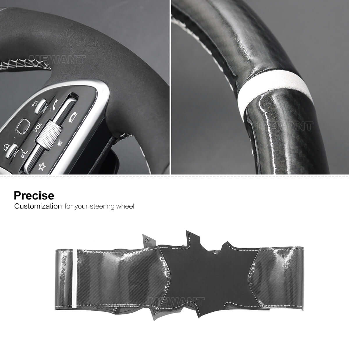 MEWANT Steering Wheel Cover for Mercedes Benz W177 W205 C118 C257 W463 H247 X247 W167 2019 - 2021 - Alcantara, Leather, Carbon Fiber, Easy Install, Non - Slip, Best Steering Wheel Cover