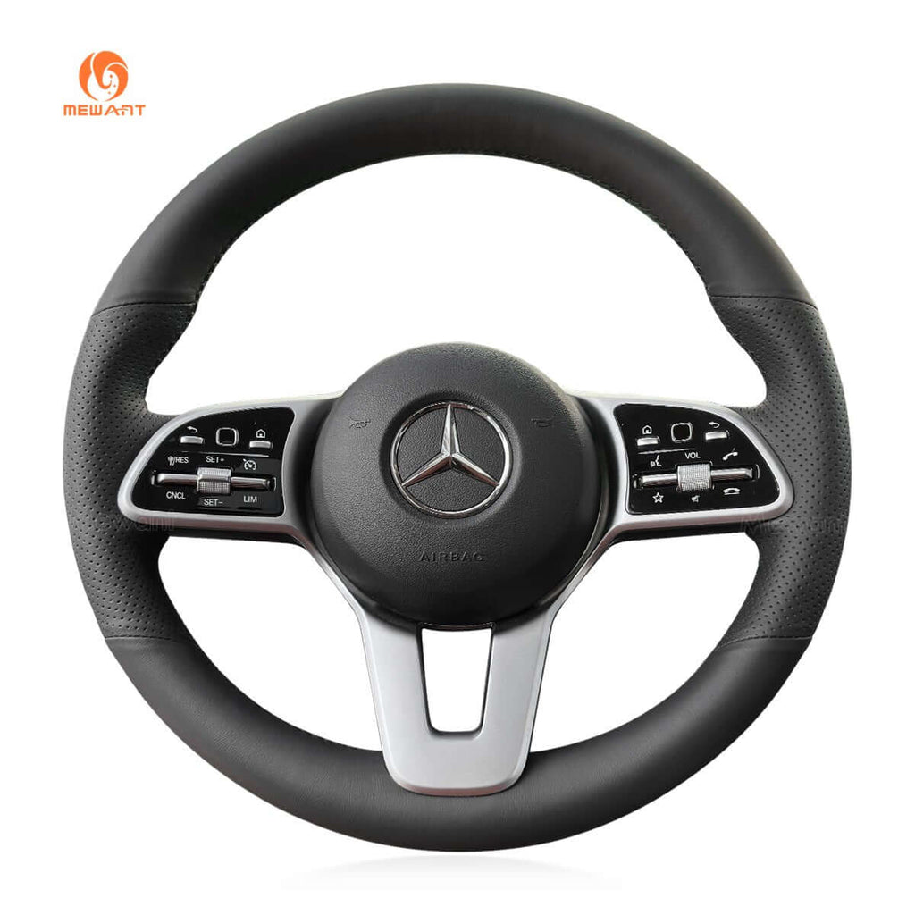 MEWANT Steering Wheel Cover for Mercedes Benz W177 W205 C205 A205 C118 C257 W213 W463 H247 Sprinter 2019 - 2023 - Alcantara, Leather, Carbon Fiber, Easy Install, Non - Slip, Best Steering Wheel Cover