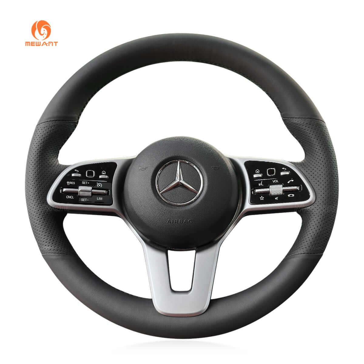 MEWANT Steering Wheel Cover for Mercedes Benz W177 W205 C205 A205 C118 C257 W213 W463 H247 Sprinter 2019 - 2023 - Alcantara, Leather, Carbon Fiber, Easy Install, Non - Slip, Best Steering Wheel Cover