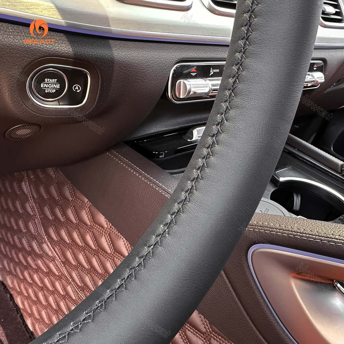 MEWANT Steering Wheel Cover for Mercedes Benz W177 W205 C205 A205 C118 C257 W213 W463 H247 Sprinter 2019 - 2023 - Alcantara, Leather, Carbon Fiber, Easy Install, Non - Slip, Best Steering Wheel Cover