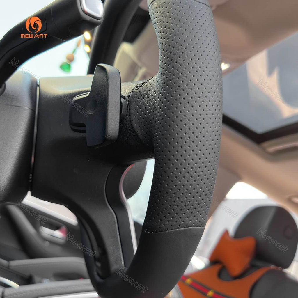 MEWANT Steering Wheel Cover for Mercedes Benz W177 W205 C205 A205 C118 C257 W213 W463 H247 Sprinter 2019 - 2023 - Alcantara, Leather, Carbon Fiber, Easy Install, Non - Slip, Best Steering Wheel Cover