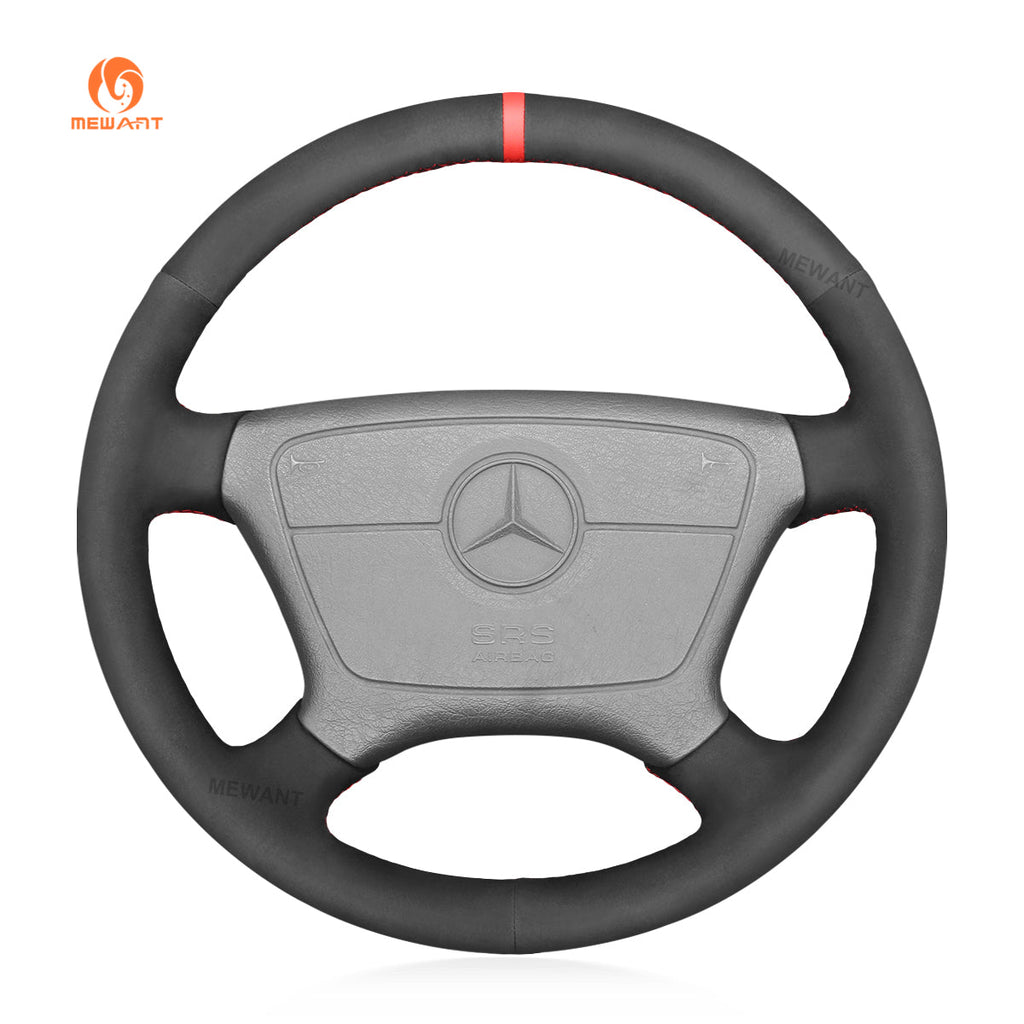 MEWANT Steering Wheel Cover for Mercedes Benz W202 C140 W210 W124 W140 1993 - 2020 - Alcantara, Leather, Carbon Fiber, Easy Install, Non - Slip, Best Steering Wheel Cover
