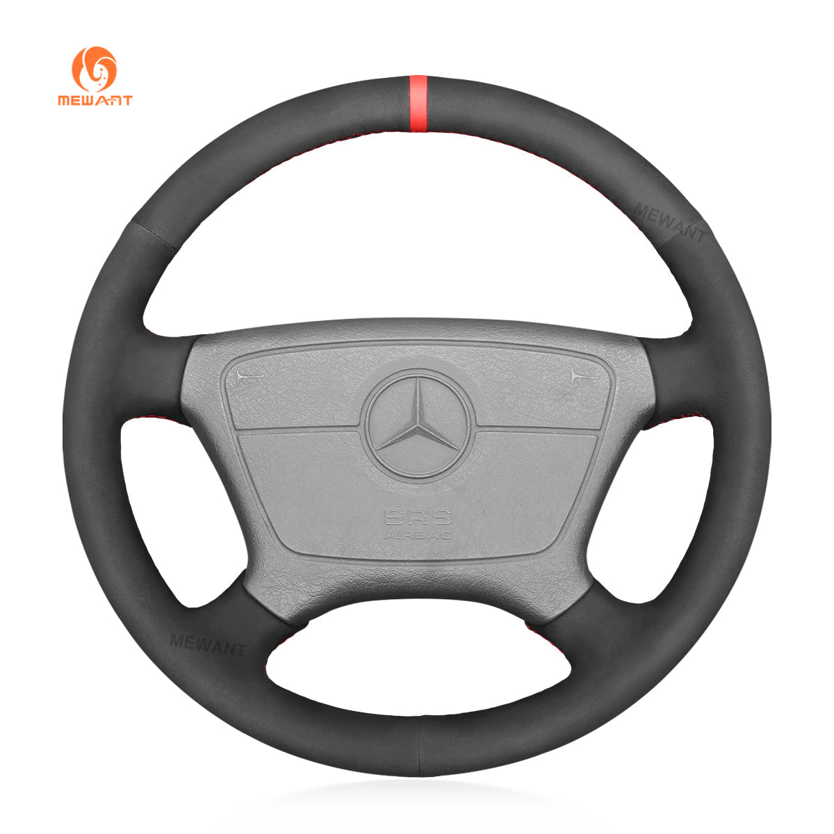 MEWANT Steering Wheel Cover for Mercedes Benz W202 C140 W210 W124 W140 1993 - 2020 - Alcantara, Leather, Carbon Fiber, Easy Install, Non - Slip, Best Steering Wheel Cover