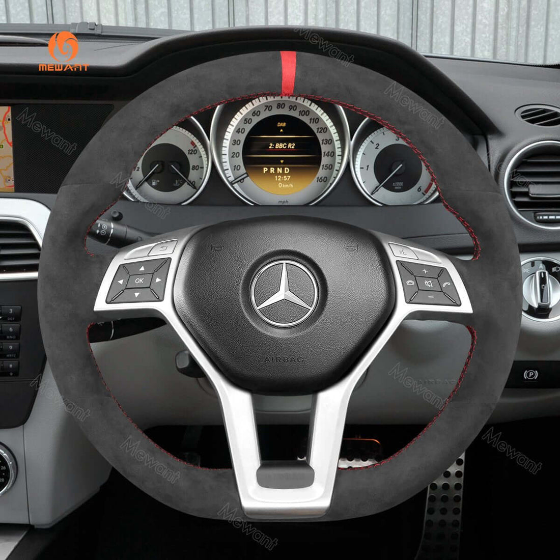 MEWANT Steering Wheel Cover for Mercedes benz W204 W212 C218 GLA 45 AMG X156 R231 R172 2012-2016