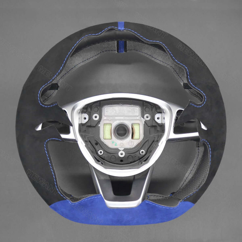 MEWANT Steering Wheel Cover for Mercedes Benz W205 AMG C43 GLA 45 C218 W213 X253 C253 W166 W222 R172 R231 2015 - 2019 - Alcantara, Leather, Carbon Fiber, Easy Install, Non - Slip, Best Steering Wheel Cover
