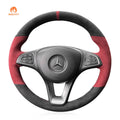 MEWANT Steering Wheel Cover for Mercedes Benz W205 C117 C218 W213 X156 X253 C253 W166 X166 W447 2015 - 2021 - Alcantara, Leather, Carbon Fiber, Easy Install, Non - Slip, Best Steering Wheel Cover