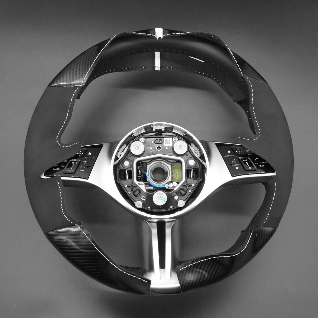 MEWANT Steering Wheel Cover for Mercedes benz W206 EQE V295 W247 X254 2021 - 2023 - Alcantara, Leather, Carbon Fiber, Easy Install, Non - Slip, Best Steering Wheel Cover
