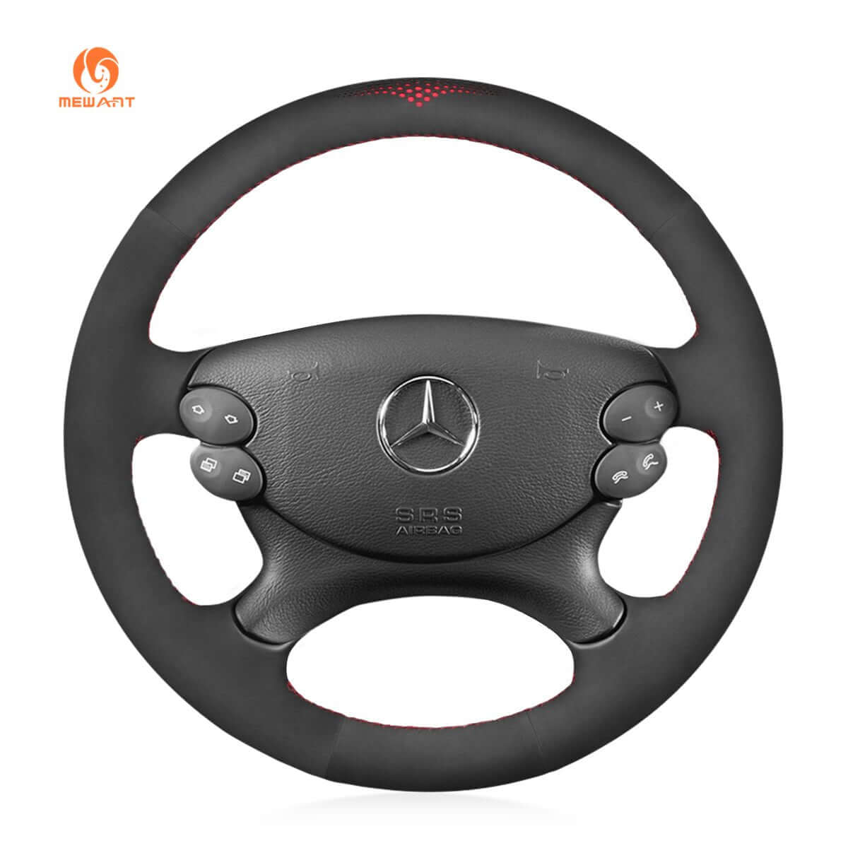 MEWANT Steering Wheel Cover for Mercedes Benz W211 C209 C219 W463 R230 2003 - 2009 - Alcantara, Leather, Carbon Fiber, Easy Install, Non - Slip, Best Steering Wheel Cover