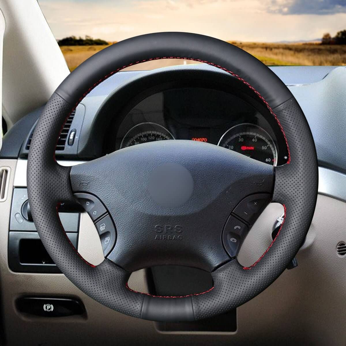 MEWANT Steering Wheel Cover for Mercedes Benz W639 Viano Vito VW Crafter 2006 - 2016 - Alcantara, Leather, Carbon Fiber, Easy Install, Non - Slip, Best Steering Wheel Cover