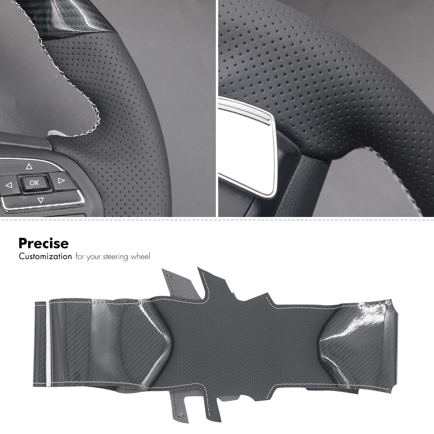 MEWANT Steering Wheel Cover for MG ZS EV HS MG3 MG5 MG6 EZS 2018 - 2023 - Alcantara, Leather, Carbon Fiber, Easy Install, Non - Slip, Best Steering Wheel Cover