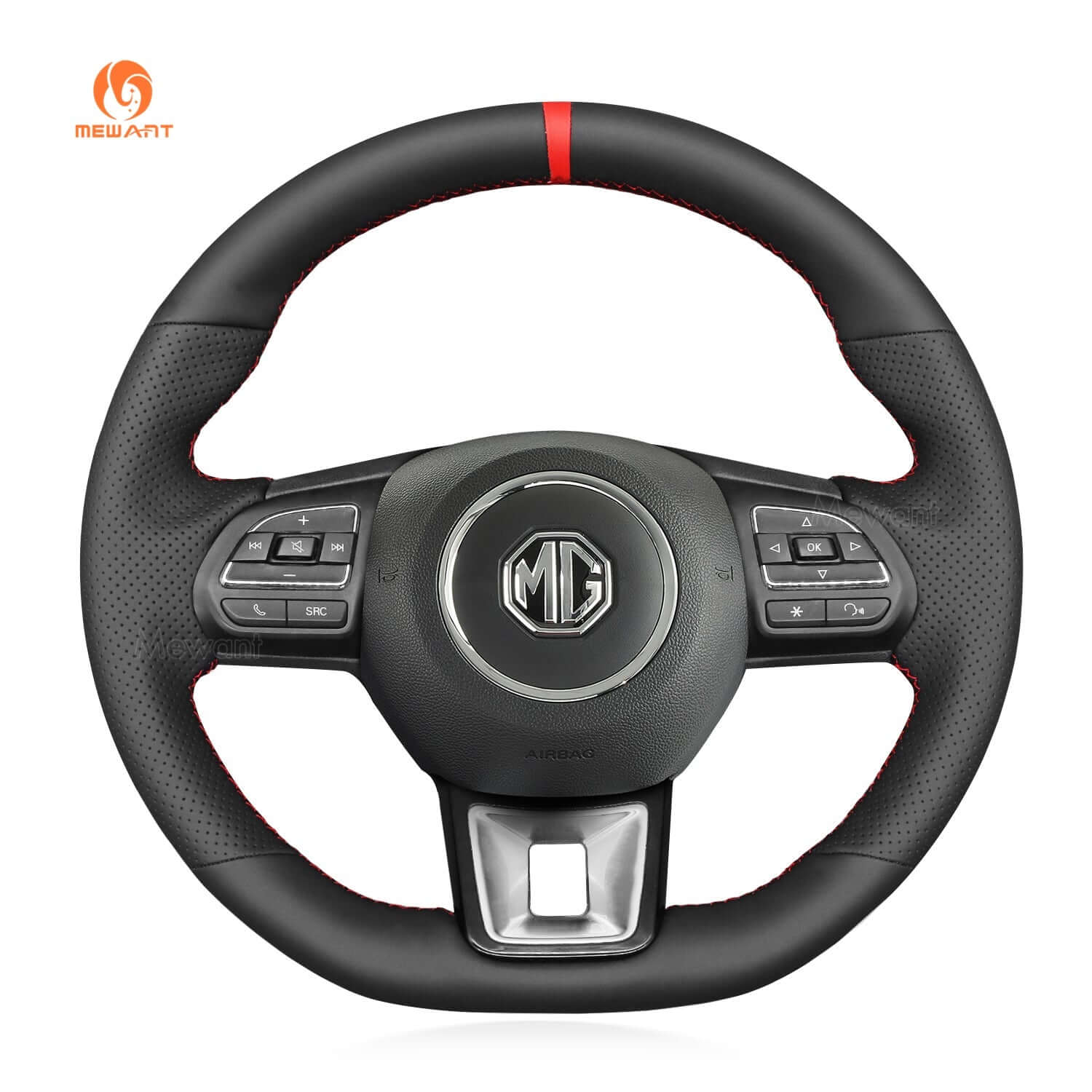 MEWANT Steering Wheel Cover for MG ZS EV HS MG3 MG5 MG6 EZS 2018 - 2023 - Alcantara, Leather, Carbon Fiber, Easy Install, Non - Slip, Best Steering Wheel Cover
