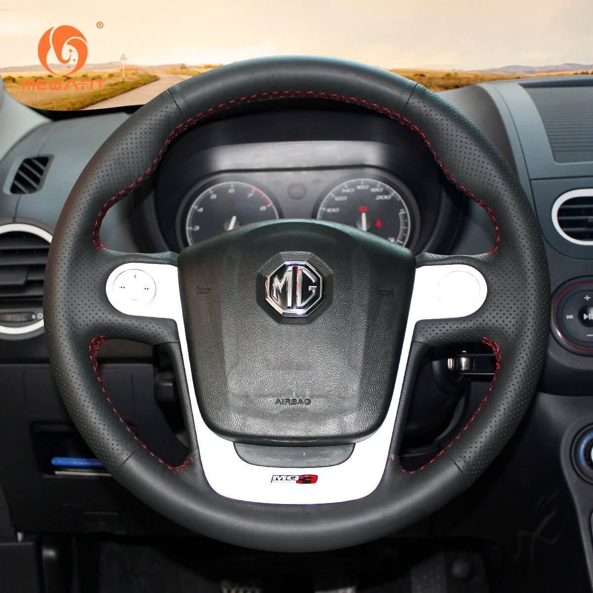 MEWANT Steering Wheel Cover for MG3 2010 - 2016 - Alcantara, Leather, Carbon Fiber, Easy Install, Non - Slip, Best Steering Wheel Cover