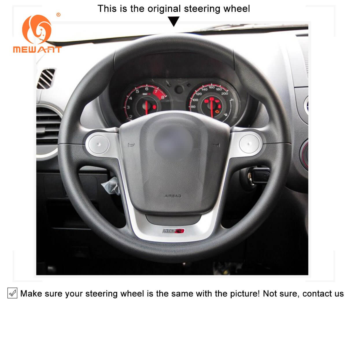 MEWANT Steering Wheel Cover for MG3 2010 - 2016 - Alcantara, Leather, Carbon Fiber, Easy Install, Non - Slip, Best Steering Wheel Cover