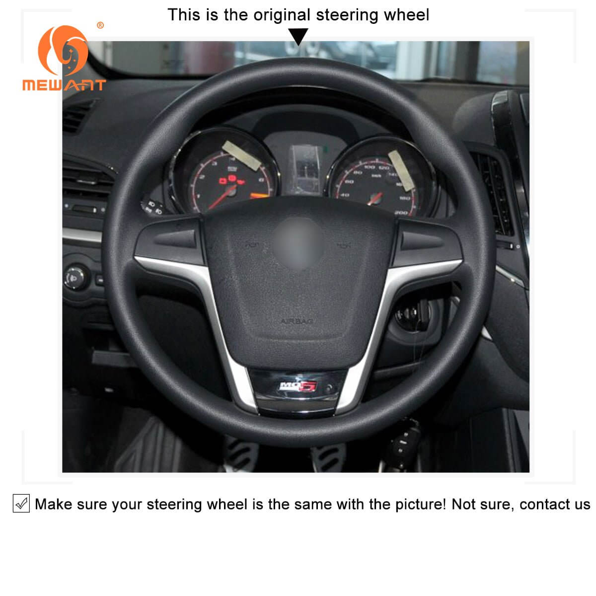 MEWANT Steering Wheel Cover for MG5 2012 - 2018 - Alcantara, Leather, Carbon Fiber, Easy Install, Non - Slip, Best Steering Wheel Cover