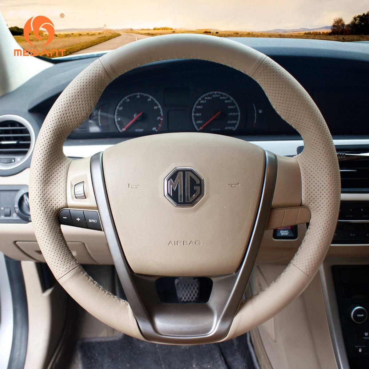 MEWANT Steering Wheel Cover for MG6 2010 - 2016 - Alcantara, Leather, Carbon Fiber, Easy Install, Non - Slip, Best Steering Wheel Cover