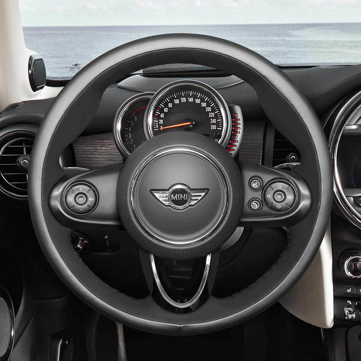 MEWANT Steering Wheel Cover for Mini Clubman Convertible Countryman 2014 - 2020 - Alcantara, Leather, Carbon Fiber, Easy Install, Non - Slip, Best Steering Wheel Cover