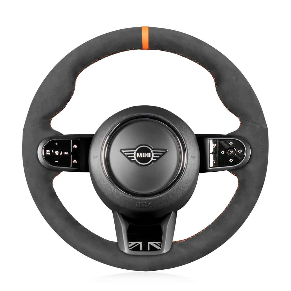 MEWANT Steering Wheel Cover for Mini Clubman F54 Convertible Cabrio F57 Countryman Hardtop F60 F55/F56 2021 - 2024 - Alcantara, Leather, Carbon Fiber, Easy Install, Non - Slip, Best Steering Wheel Cover