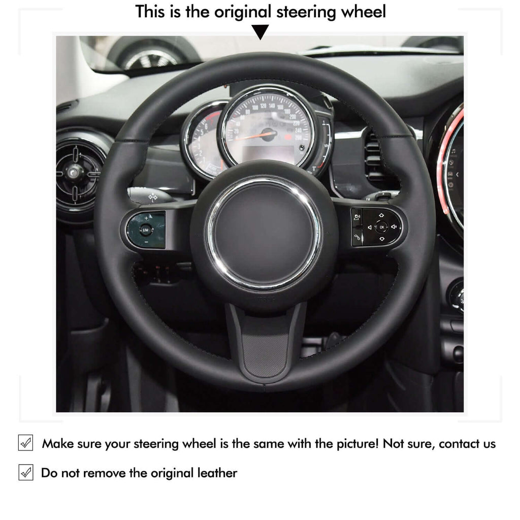 MEWANT Steering Wheel Cover for Mini Convertible F57 Countryman F60 Hardtop F55 F56 Clubman F54 Countryman F60 Hatchback 2021 - 2024 - Alcantara, Leather, Carbon Fiber, Easy Install, Non - Slip, Best Steering Wheel Cover