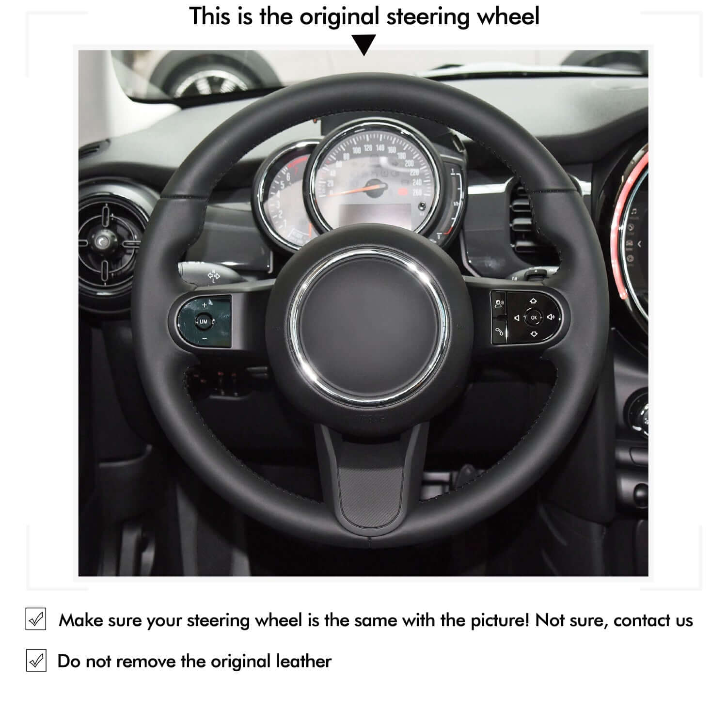 MEWANT Steering Wheel Cover for Mini Convertible F57 Countryman F60 Hardtop F55 F56 Clubman F54 Countryman F60 Hatchback 2021 - 2024 - Alcantara, Leather, Carbon Fiber, Easy Install, Non - Slip, Best Steering Wheel Cover