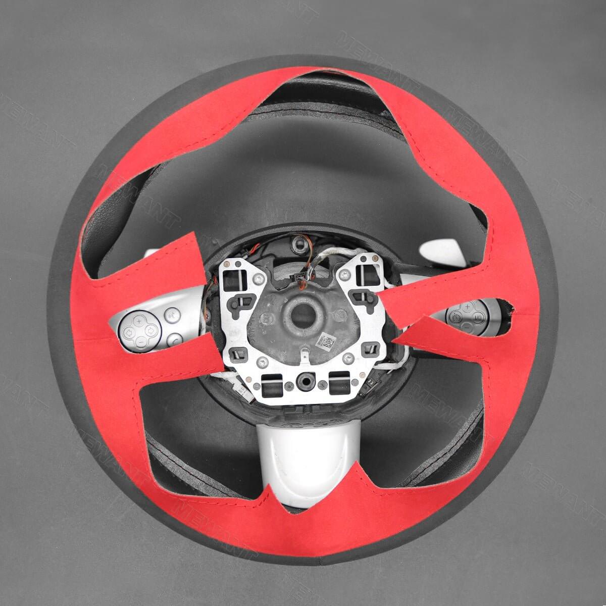 MEWANT Steering Wheel Cover for Mini Coupe Clubman Clubvan Roadster 2009 - 2017 - Alcantara, Leather, Carbon Fiber, Easy Install, Non - Slip, Best Steering Wheel Cover