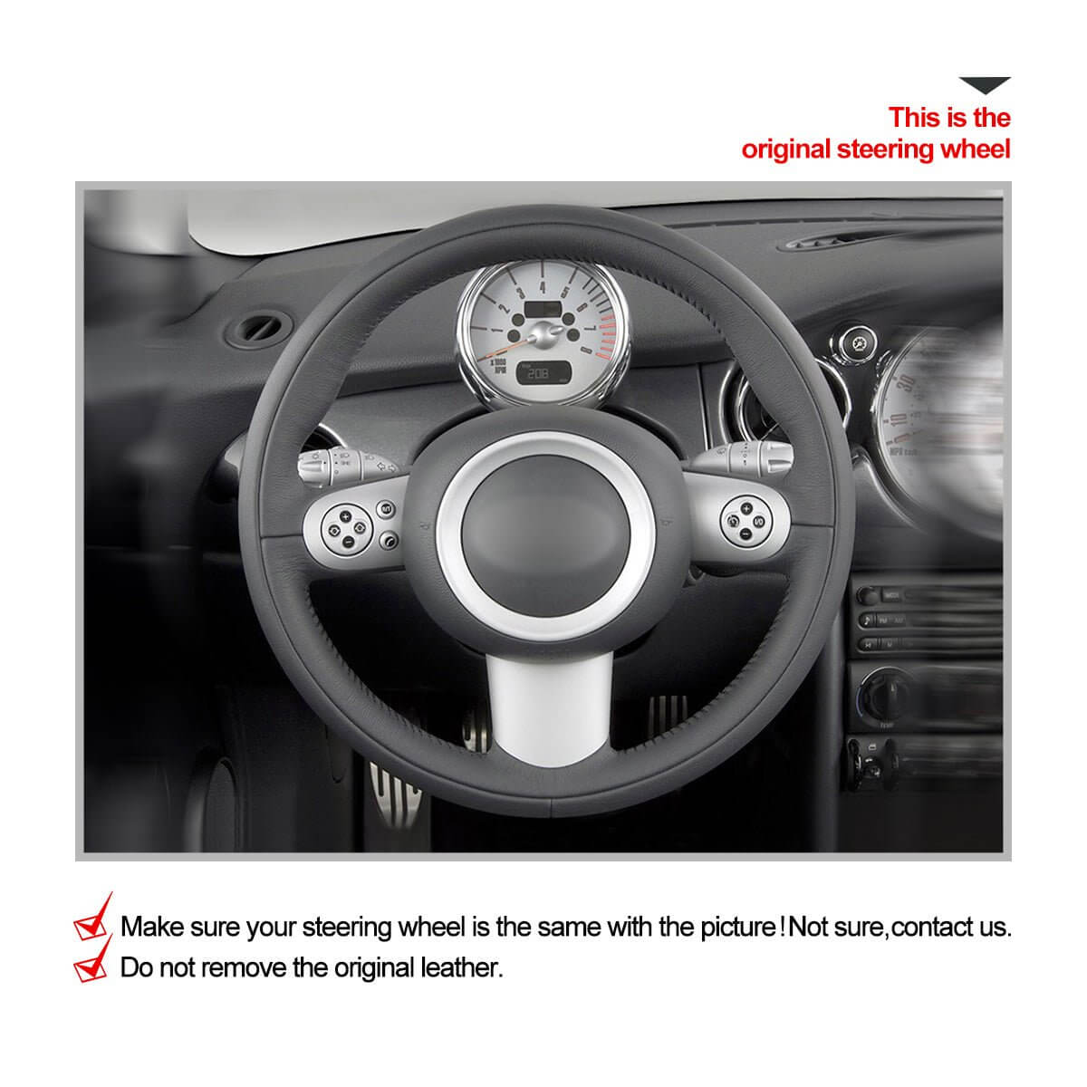 MEWANT Steering Wheel Cover for Mini Hatchback R50 R52 R53 Convertible 2001 - 2008 - Alcantara, Leather, Carbon Fiber, Easy Install, Non - Slip, Best Steering Wheel Cover