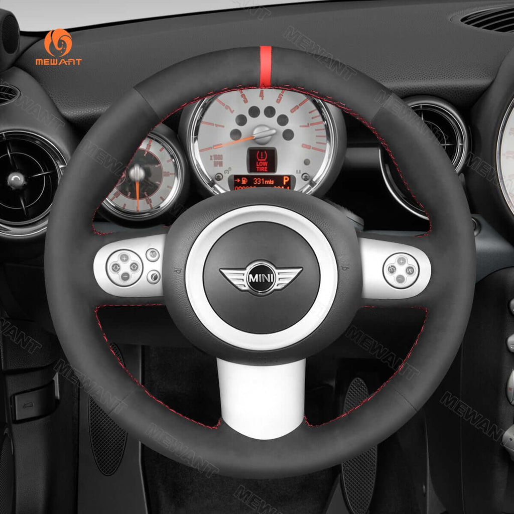 MEWANT Steering Wheel Cover for Mini Hatchback R50 R52 R53 Convertible 2001 - 2008 - Alcantara, Leather, Carbon Fiber, Easy Install, Non - Slip, Best Steering Wheel Cover