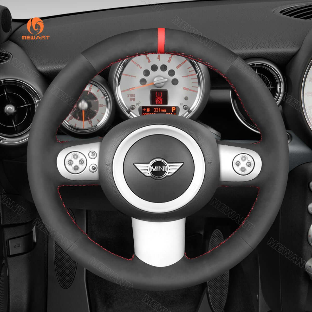 MEWANT Steering Wheel Cover for Mini Hatchback R50 R52 R53 Convertible 2001 - 2008 - Alcantara, Leather, Carbon Fiber, Easy Install, Non - Slip, Best Steering Wheel Cover