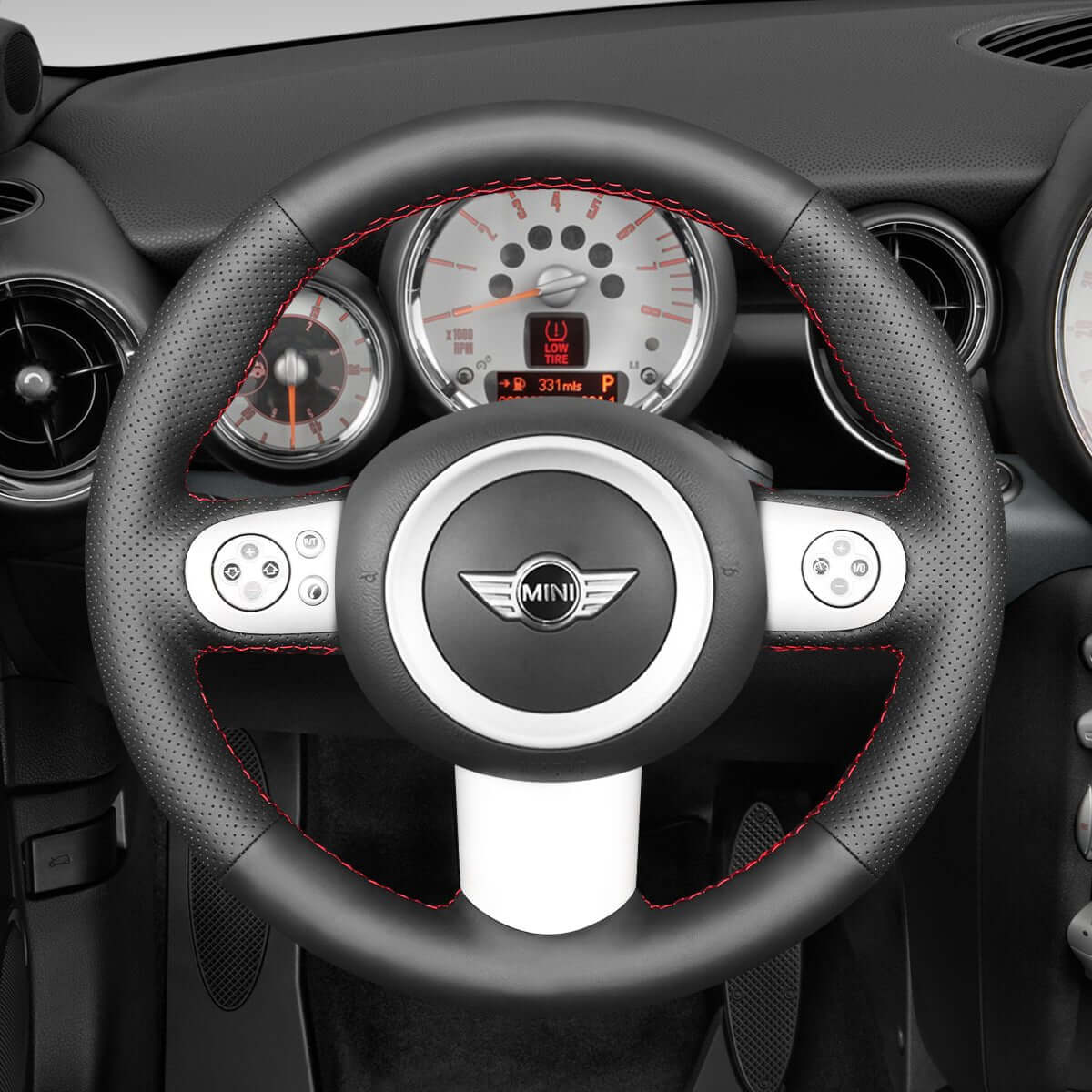 MEWANT Steering Wheel Cover for Mini Hatchback R50 R52 R53 Convertible 2001 - 2008 - Alcantara, Leather, Carbon Fiber, Easy Install, Non - Slip, Best Steering Wheel Cover