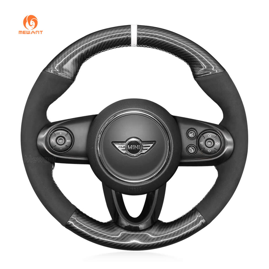 MEWANT Steering Wheel Cover for Mini Hatchback/Mini Clubman Convertible Countryman 2014 - 2020 - Alcantara, Leather, Carbon Fiber, Easy Install, Non - Slip, Best Steering Wheel Cover