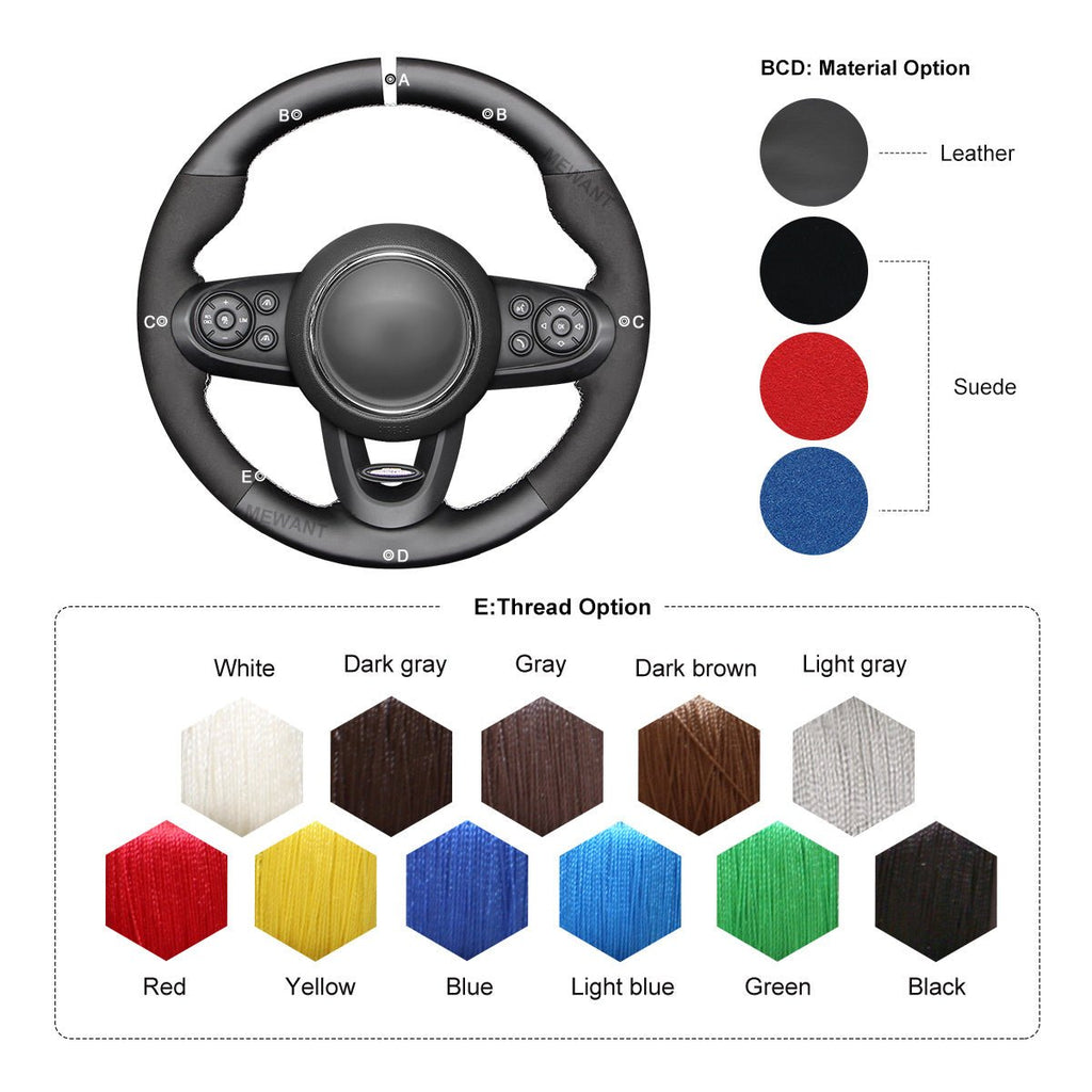 MEWANT Steering Wheel Cover for Mini JCW Clubman Convertible Countryman 2014 - 2020 - Alcantara, Leather, Carbon Fiber, Easy Install, Non - Slip, Best Steering Wheel Cover