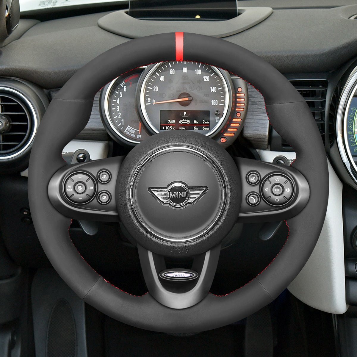 MEWANT Steering Wheel Cover for Mini JCW Clubman Convertible Countryman 2014 - 2020 - Alcantara, Leather, Carbon Fiber, Easy Install, Non - Slip, Best Steering Wheel Cover