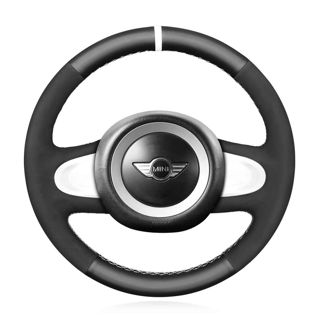 MEWANT Steering Wheel Cover for Mini R56/R57 Clubman Clubvan Convertible Countryman Coupe Paceman Roadster 2007 - 2017 - Alcantara, Leather, Carbon Fiber, Easy Install, Non - Slip, Best Steering Wheel Cover