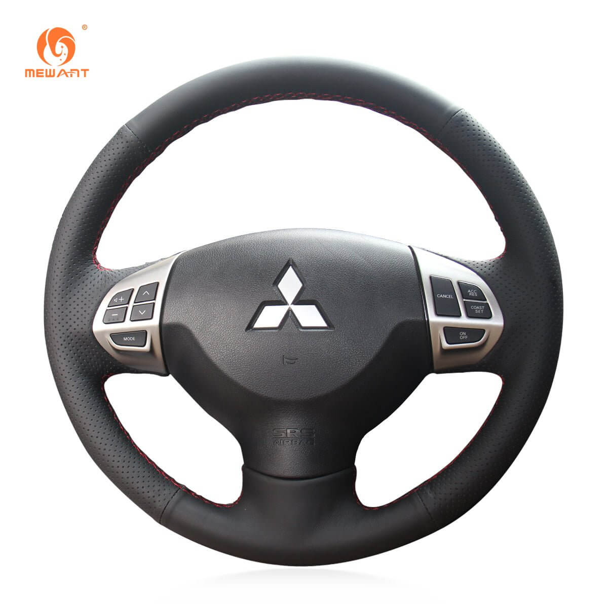 MEWANT Steering Wheel Cover for Mitsubishi i - MiEV Lancer 9 IX Outlander Sport RVR ASX Colt L200 Triton 2006 - 2017 - Alcantara, Leather, Carbon Fiber, Easy Install, Non - Slip, Best Steering Wheel Cover