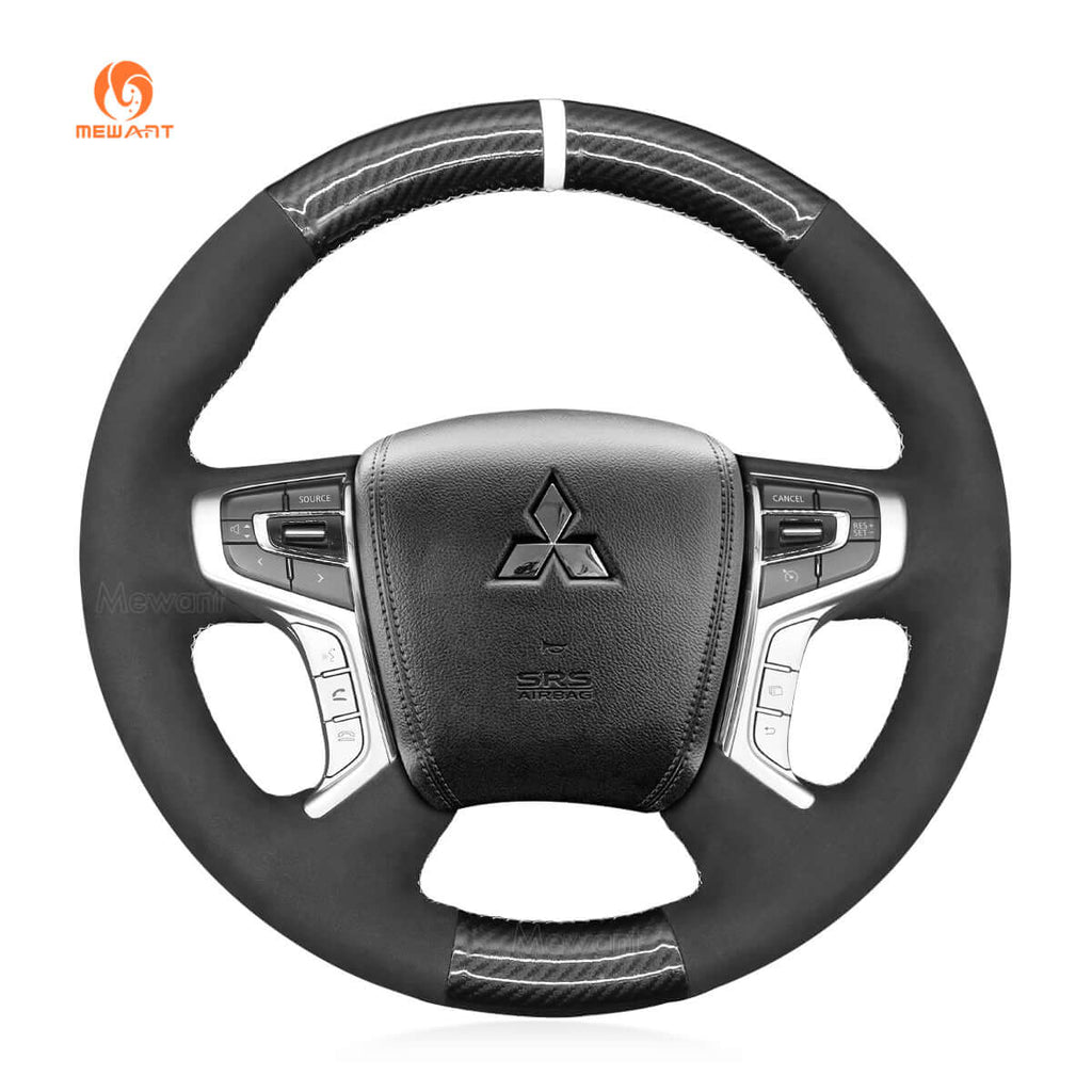 MEWANT Steering Wheel Cover for Mitsubishi L200 Outlander PHEV 2016 - 2022 - Alcantara, Leather, Carbon Fiber, Easy Install, Non - Slip, Best Steering Wheel Cover