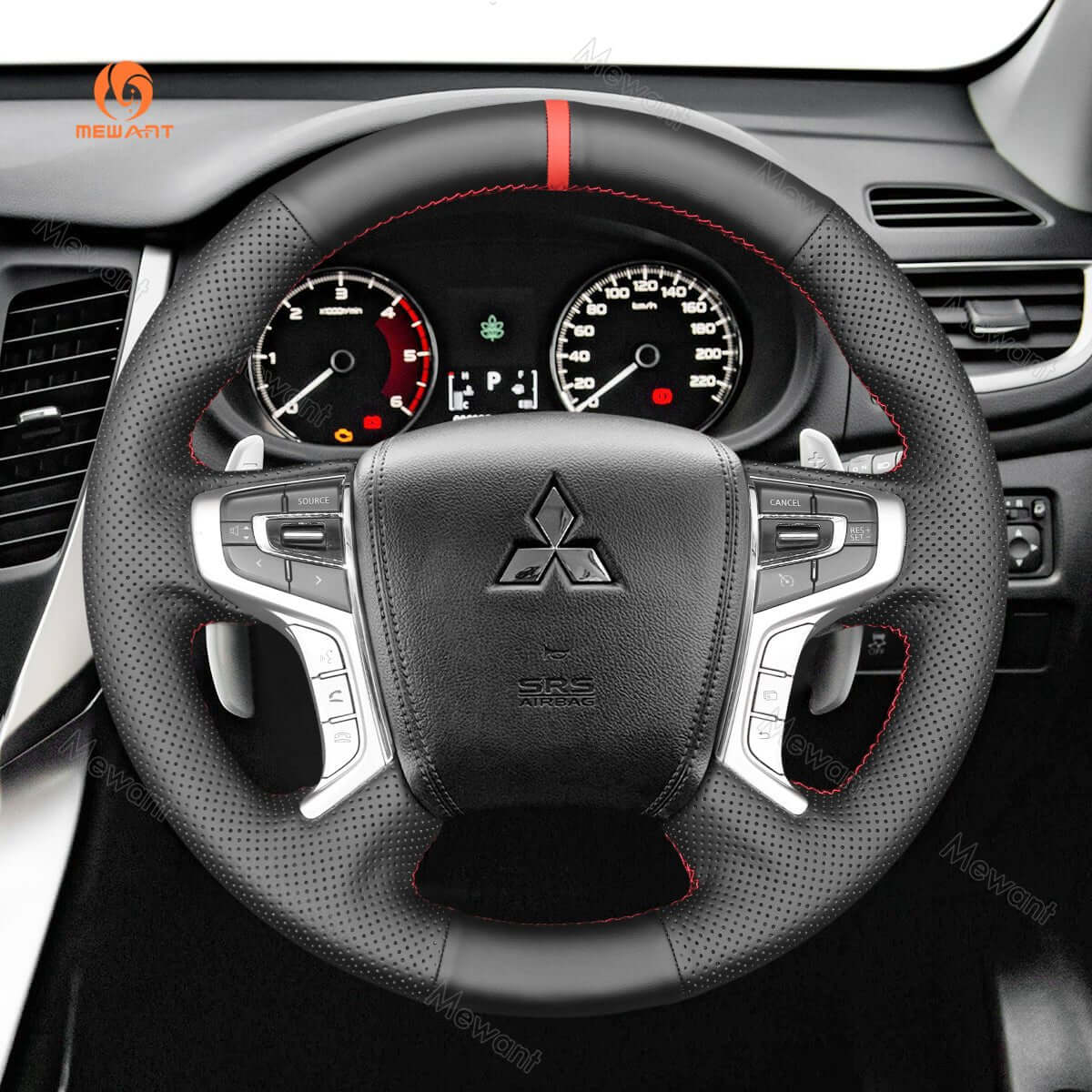 MEWANT Steering Wheel Cover for Mitsubishi L200 Outlander PHEV 2016 - 2022 - Alcantara, Leather, Carbon Fiber, Easy Install, Non - Slip, Best Steering Wheel Cover