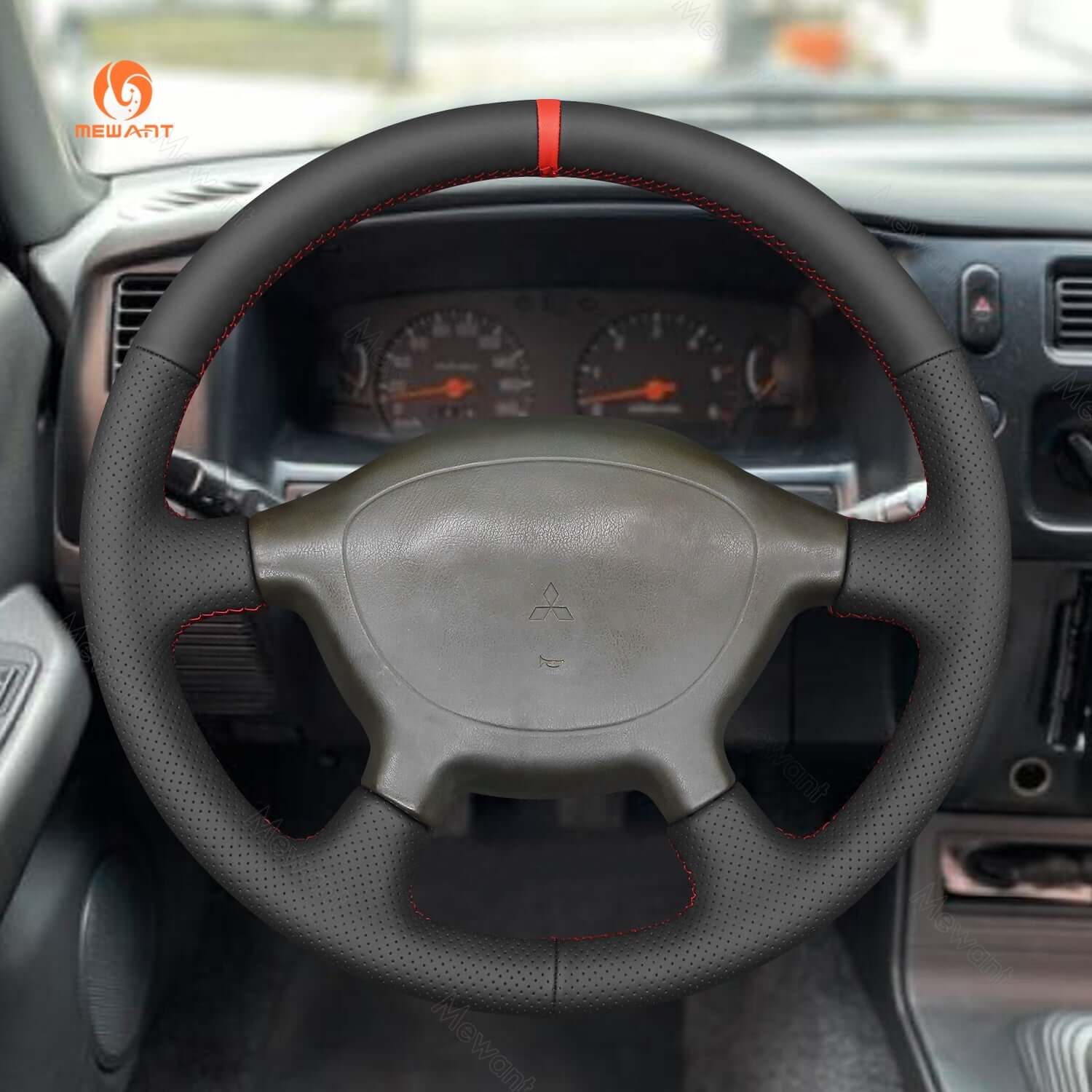MEWANT Steering Wheel Cover for Mitsubishi L200 Triton 1995 - 2005 - Alcantara, Leather, Carbon Fiber, Easy Install, Non - Slip, Best Steering Wheel Cover
